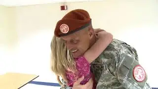Soldier Surprises Son in School Lunchroom