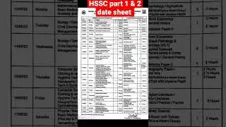 HSSC part 1 & 2 annual examination date sheet 2023| Fsc date sheet of Peshawar board #peshawarboard
