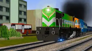 WDM3B HAULED SUPERFAST CRAZY EXPRESS AT LEVEL CROSSING IN INDIAN TRAIN SIMULATOR