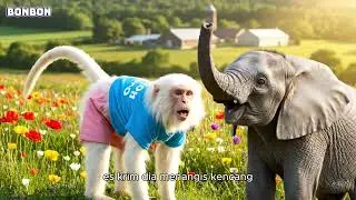 BonBon Monkey buys rainbow ice cream from the ice cream truck at the farm with his elephant friend