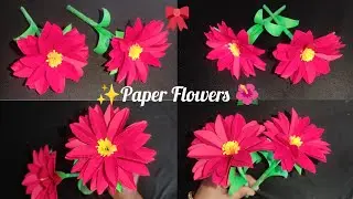 Blooming Beauty 🌺 | Handmade Paper Flower Craft #ytvideo #milkyscrafts #paperflower #diycrafts #diy 