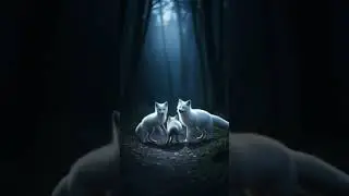 White Fox family #DreamScreenAI #Fox #shortsfeed #viralshort #animals #family #cute