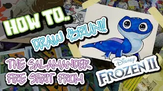 How to draw Bruni the Salamander from Frozen 2