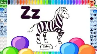 Zebra Coloring Pages for Kids | Letter Z Printable coloring Pages for Preschoolers | Alphabet letter