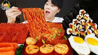 ASMR MUKBANG | острая лапша, кимбап, жаренное яйцо, кимчи блюда ! принимать пищу