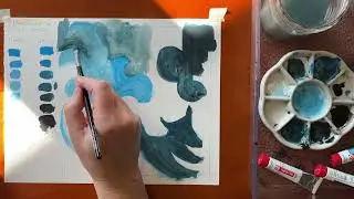 (Project 3, part 2 Gouache Painting Design Course) COLOR monochromatic abstract shape painting