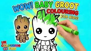 Baby Groot Colouring for Kids | Easy Marvel Colouring Pages | UK Kids Learning & Fun