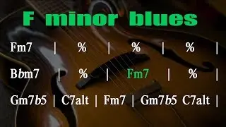 F Minor Blues Jazz Backing Track - 130 BPM - [SCROLLING CHORDS]