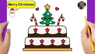 Как легко нарисовать рождественский торт 🎂🎄 | Рождественский рисунок 🎅