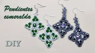 Pendientes esmeralda de tupis y delicas.  Manualidades y entretenimientos