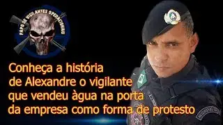 Escolteiro Alexandre resolveu protestar sozinho na porta da empresa, vendendo &aacute;gua.