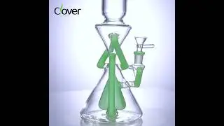 13.58-Inch Beaker Bong with 14mm Female Joint and Dual Recycler Design | Clover Glass13&ldquo; WPA-271