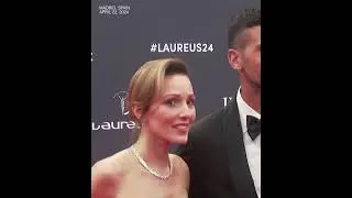 Serbian tennis player Novak Djokovic on Laureus awards red carpet with his wife