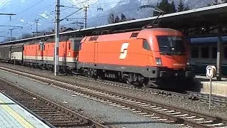 OBB and Zillertalbahn trains at Jenbach, Austria in 2005