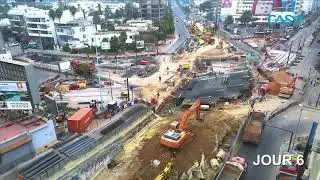 Trémie Ghandi: Travaux sous la plateforme du tramway أشغال الممرتحت الأرضي بغاندي تحت منصة الطرامواي