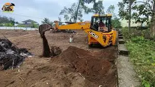 Uprooting a tree stump using a Jcb. Jcb machine.|BackhoeMaster|.