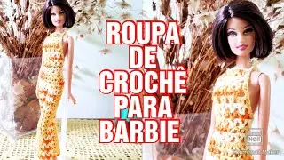 Roupa de crochê para boneca Barbie | Macacão fashion todo em ponto V - Um luxo!! 😍✨