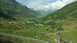 Beautiful Scenery Bus Trip from Furkapass to Realp, Switzerland by Postauto