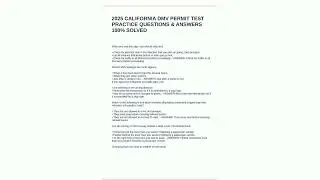 2025 CALIFORNIA DMV PERMIT TEST PRACTICE QUESTIONS  ANSWERS 100 SOLVED2