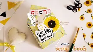 How to make Mini Scrapbook | Mini House shaped Mini Book | Handmade Craft | summer & floral theme