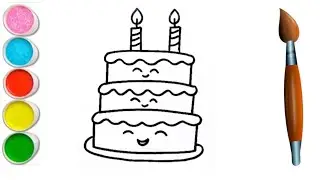 Cake drawing for beginners | Coloring cake | Kids Drawing | Kids video | Toddler | Painting #cake
