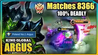 100% DEADLY!! KING ARGUS HYPER CARRY! Best Build Top 1 Global Argus Gameplay - Mobile Legends