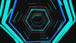 Futuristic Hud Blue Hex Tunnel Seamless VJ Loop - Wormhole