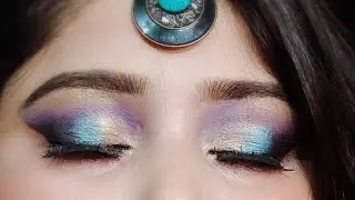 #pmakeup4 Gold and blue cut crease makeup look, royal blue makeup look, eye makeup, cut crease ,eye