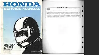 Honda VT700C Shadow (VT750) 1986-1987 Service Workshop Repair Manual Download PDF