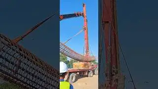 Flyover Piling Steel Unloading technique #construction #ytshorts #siteengineering