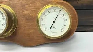 Made In German Viking Barometer &ndash; Wood & Double Brass Ship Weather Instrument