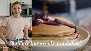 Buckwheat Buttermilk Pancakes w/ Blueberry Maple Syrup | At Home with Emma