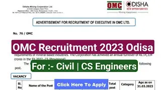 OMC (Mining) Recruitment 2023 || PSU Civil /CS Engineering Vacancy 2023 @diplomaholders