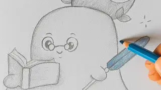 Cute Ghost Drawing with Book & Feather step by step  ✨ | Calm Pencil Sketch Art | Inklings  of Art |