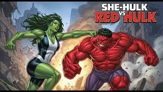 She-Hulk vs Red Hulk – A Desperate Battle to Save Innocent Lives