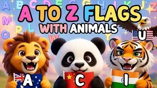 🌍 A to Z Countries With Animals & Flags | The Toon City #3d