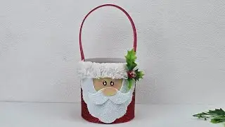 Lembrancinha de Natal com Garrafa PET e E.V.A |Cestinha Papai Noel Fácil e Econômica 🎅✨