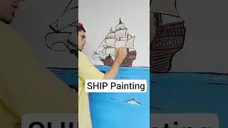 I painted a Ship on a Wall #painting #paint #wallart #moonjava #art #pirate #ship