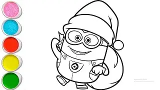 How to drow easy step Santa minion drowning coloring for kids