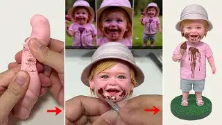 DIY Cute Girl Clay Bobblehead: Chocolate Ice Cream Fun