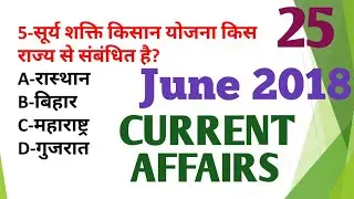 Current Affairs||25जून 2018||25june 2018 Current Affairs||कर्रेंट अफेयर्स 2018