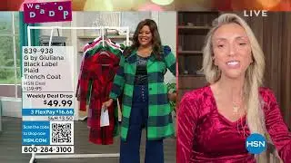 G by Giuliana Black Label Plaid Trench Coat