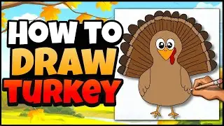 EASY Cartoon Turkey! How to Draw for Kids | Thanksgiving Art