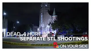 1 dead, 4 injured overnight in separate St. Louis shootings