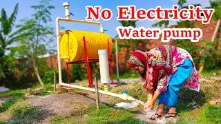 How I made a water pump without electricity | Drum Pump free Energy no motor