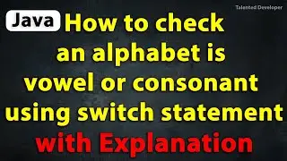 Java Program to Check an alphabet is vowel or consonant using switch statement with Explanation