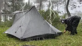 CAMPING ALONE IN HEAVY RAIN AND THUNDER⛈️ SOOTHING RAIN SOUNDS ‼️