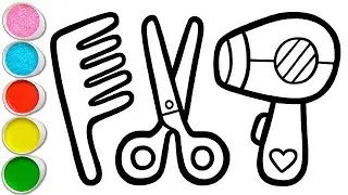 hair dryer and comb drawing for kids | how to draw hair dryer comb | kids drawing tube 3