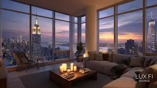 Evening Jazz & Rain in a New York Penthouse | Luxury City Ambience | 4K
