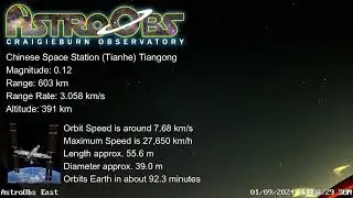 Tiangong Chinese Space Station satellite pass.